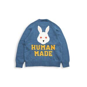 Rabbit Long-Sleeved Knitted Sweater Blue Human Made